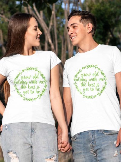 Buy Grow Old Together Couple T-shirt wore by a man and a woman holding hands