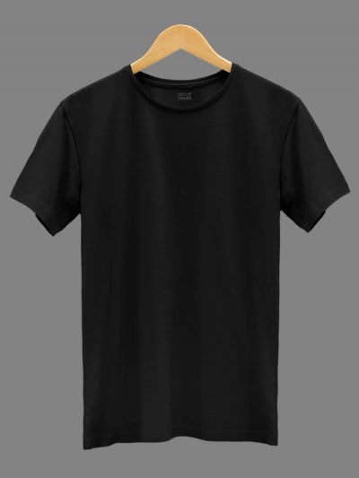 Men's Black T-shirt. Round Neck and Half Sleeves