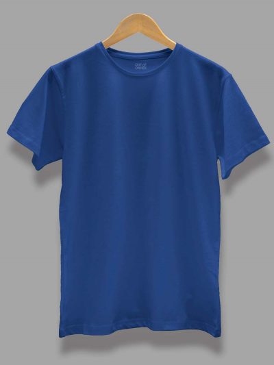 Men's blue t-shirt plain, round neck and half sleeves