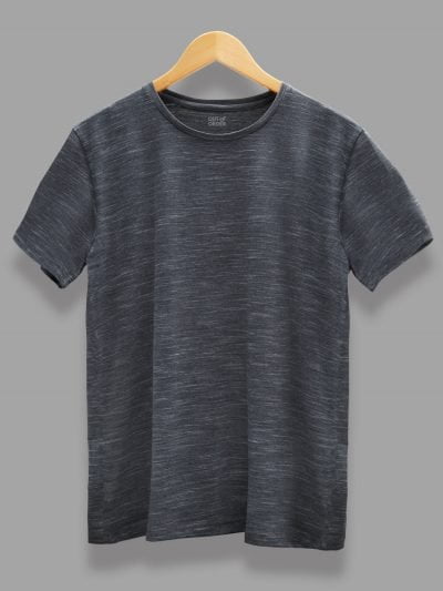 men's dark grey t-shirt, round neck and half sleeve