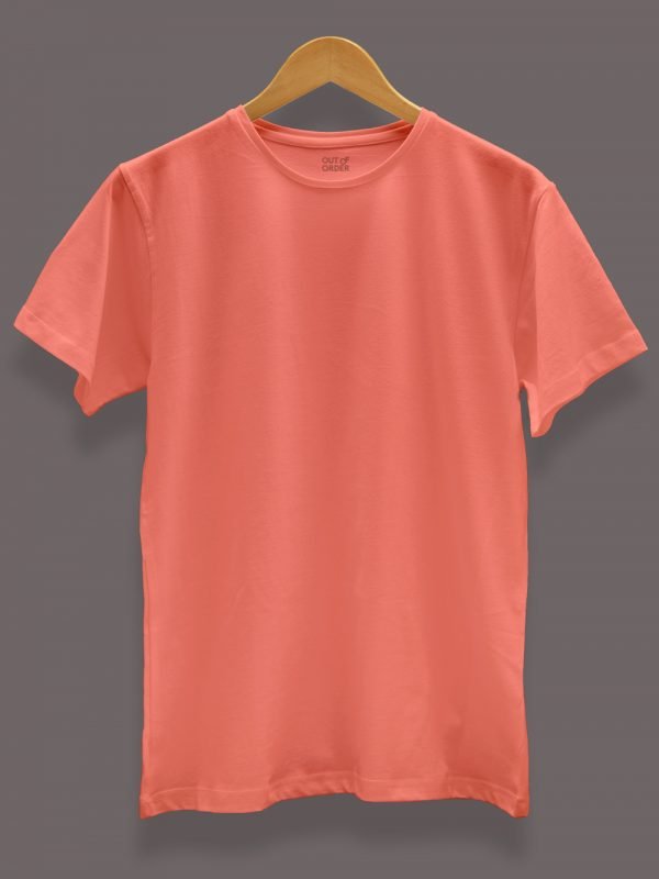 Men's orange t-shirt plain, round neck and half sleeves