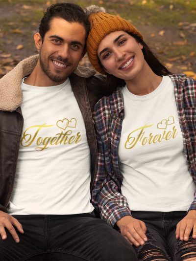 Couple wearing together forever couple t-shirt available for sale