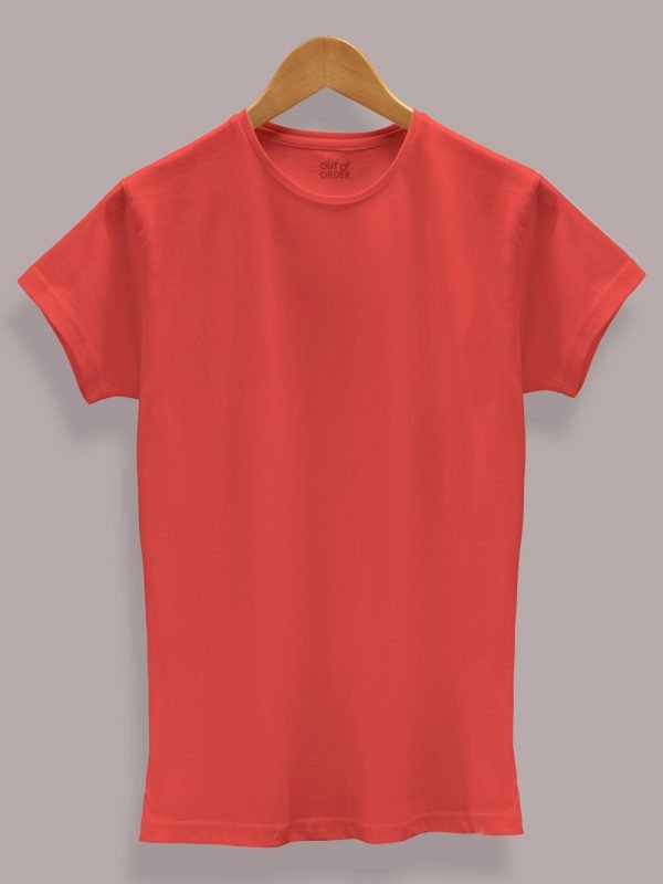 Women's Red T-shirt Plain, Round Neck and Half Sleeves for sale
