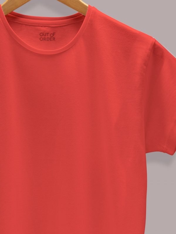 Women's Red T-shirt Plain, close up