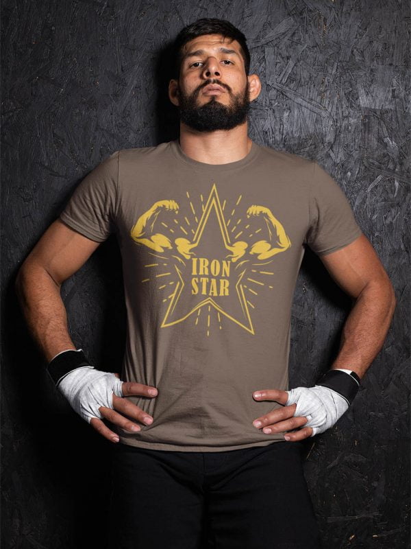 Man wearing Iron Star Gym T-shirt for men for sale