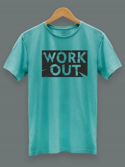 gym workout t-shirt for men displayed on a hanger