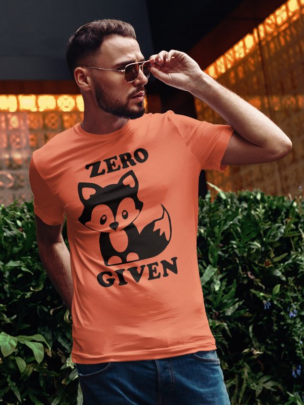 Man wearing zero fox given t-shirt