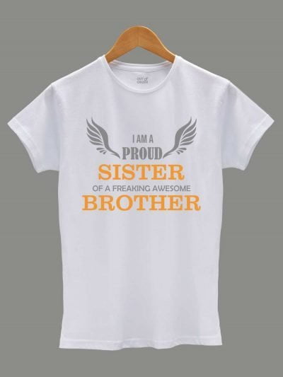 Buy Proud Sister T-shirt, displayed on a hanger