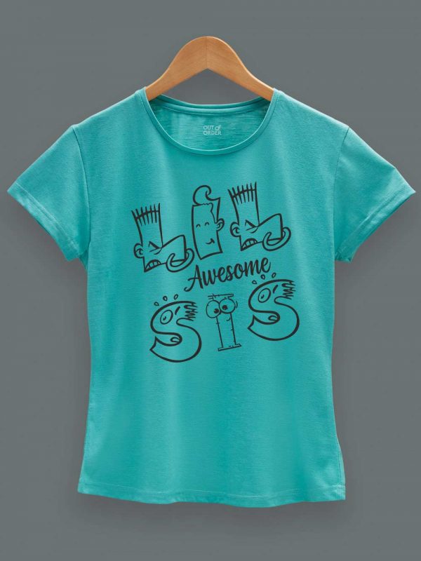 Buy Lil Awesome Sis T-shirt displayed on a hanger