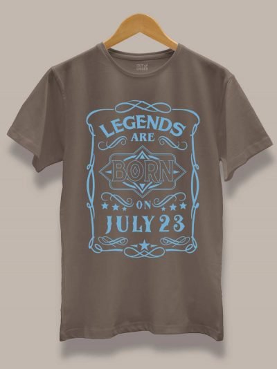 Buy Legends are Born in July T-shirt, displayed on a hanger