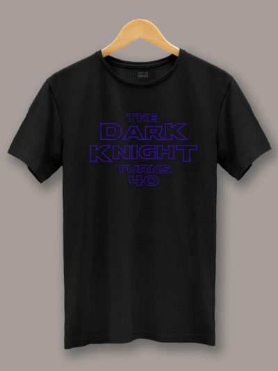 Buy Dark Knight turns 40 Men's t-shirt displayed on a hanger t-shirt displayed on hanger