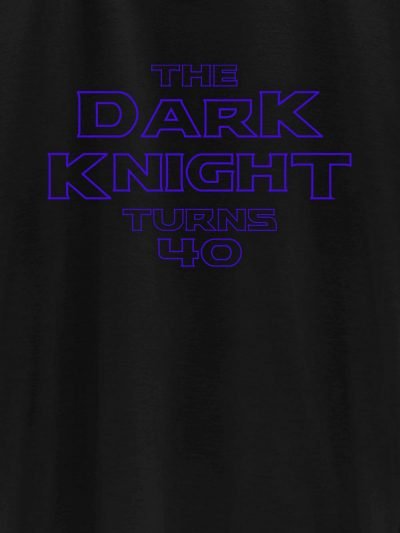 close up of Dark Knight turns 40 men's t-shirt design