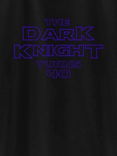 close up of Dark Knight turns 40 men's t-shirt design