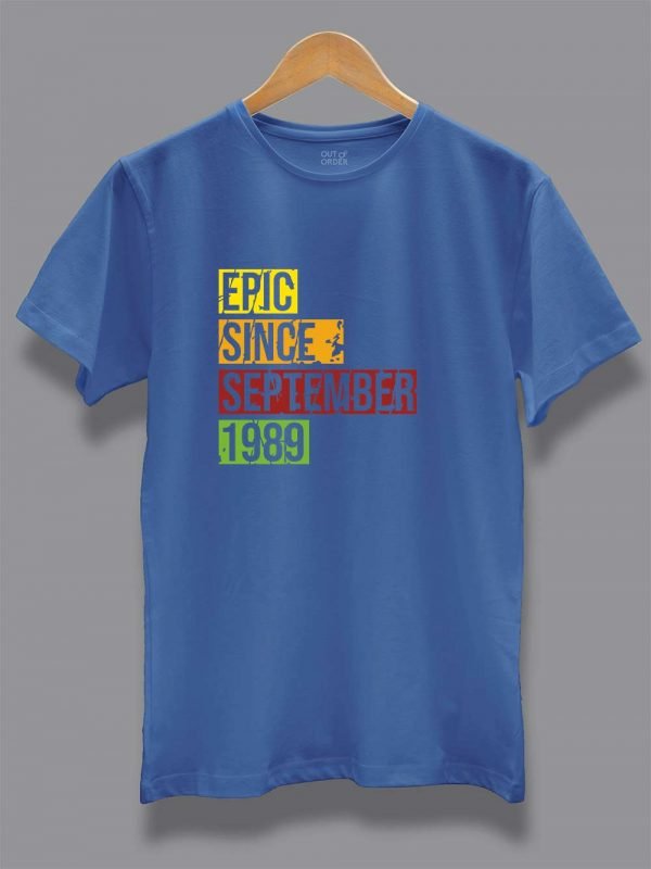 Buy Epic Since men's birthday t-shirt displayed on a hanger