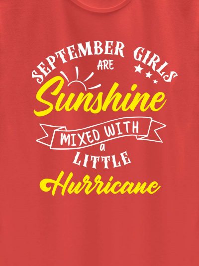 close up of Sunshine and Hurricane Women's Birthday T-shirt design
