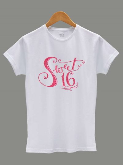 Buy Sweet 16 Birthday T-shirt Displayed on a Hanger