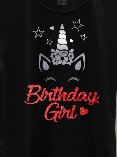 close up of Unicorn Birthday Girl T-shirt design