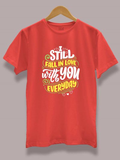 Buy I Still Fall in Love Couple T-shirt displayed on a hanger