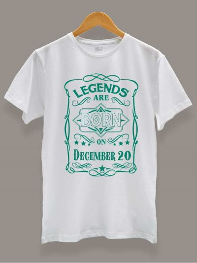 Buy Legends are Born in December T-shirt Men's displayed on a hanger