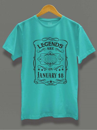 Buy Legends are Born in January T-shirt Men's displayed on a hanger