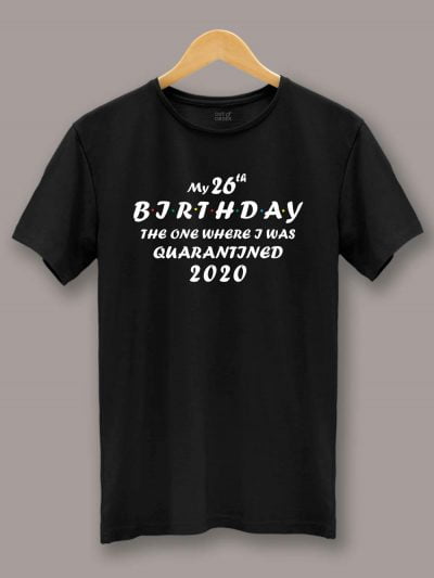 Buy The One Where Birthday T-shirt displayed on a hanger