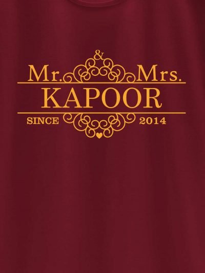 close up of Customized Mr. and Mrs. Since Couple T-shirt